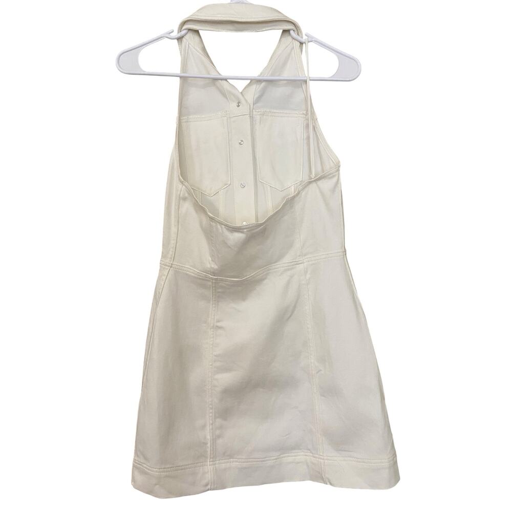 Alice + Olivia Kendall Denim Halter Mini Dress US 6 White Cowgirl Western Boho - Picture 8 of 15
